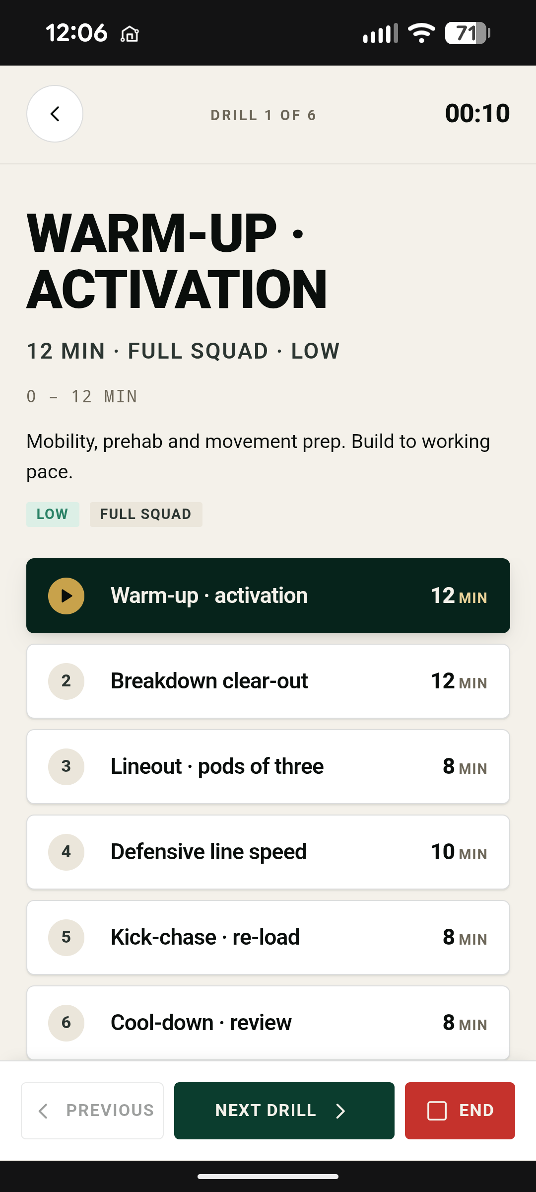 SetPiece run mode — live drill timer